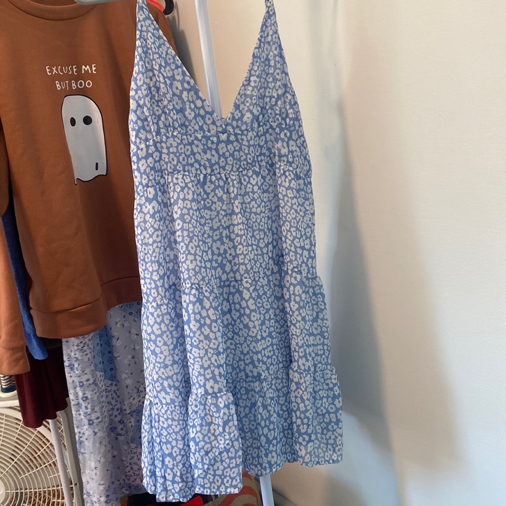 Sundress, baby blue and white floral. Brand new!